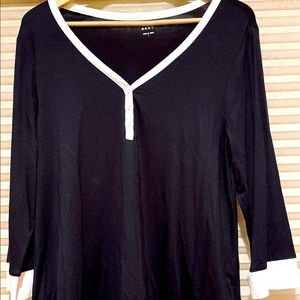 DKNY black pajama shirt with chiffon hem